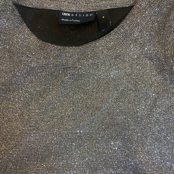 ASOS Design Silver Metallic One Shoulder Cut Out Top Medium - Picture 12 of 12